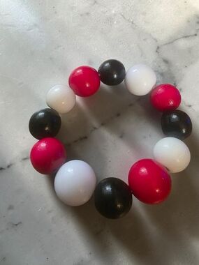 New Red White and Black Patriotic Beaded Bracelet